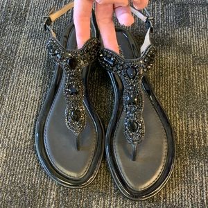 NWOT ANTONIO MELANI BLACK RHINESTONE SANDAL SZ 10